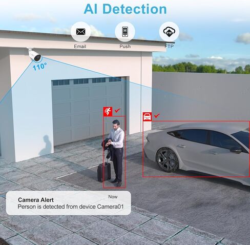 Anpviz 4K POE Camera Outdoor, 8MP Bullet POE IP Camera Outdoor | 100ft Smart Color Night Vision, Human/Vehicle Detection, 2.8mm Lens, Built-in Mic, Up to 512GB MicroSD Slot (U Series) in Kuwait