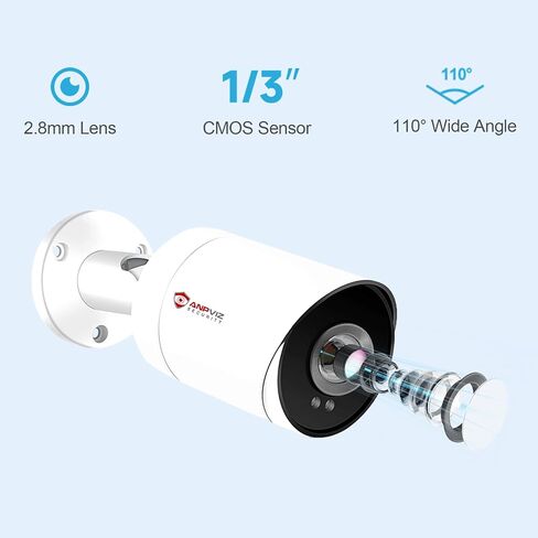 Anpviz 4K POE Camera Outdoor, 8MP Bullet POE IP Camera Outdoor | 100ft Smart Color Night Vision, Human/Vehicle Detection, 2.8mm Lens, Built-in Mic, Up to 512GB MicroSD Slot (U Series) in Kuwait