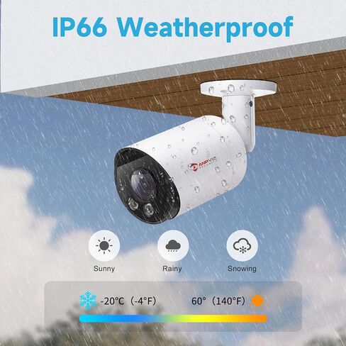 Anpviz 4K POE Camera Outdoor, 8MP Bullet POE IP Camera Outdoor | 100ft Smart Color Night Vision, Human/Vehicle Detection, 2.8mm Lens, Built-in Mic, Up to 512GB MicroSD Slot (U Series) in Kuwait