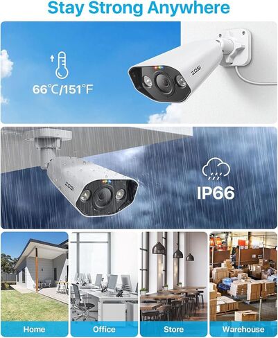 ZOSI 5MP PoE Add-on Camera, Face Person Vehicle Detection, 2 Way Audio, Starlight Night Vision, Sound&Light Siren, 3K Weatherproof Outdoor Indoor Home Bullet IP Cam, Only Compatible with ZOSI POE NVR in Kuwait
