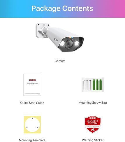 ZOSI 5MP PoE Add-on Camera, Face Person Vehicle Detection, 2 Way Audio, Starlight Night Vision, Sound&Light Siren, 3K Weatherproof Outdoor Indoor Home Bullet IP Cam, Only Compatible with ZOSI POE NVR in Kuwait