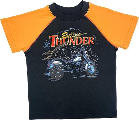 Harley-Davidson Little Boys' Thunder Short Sleeve Toddler Knit Raglan Shirt in Kuwait