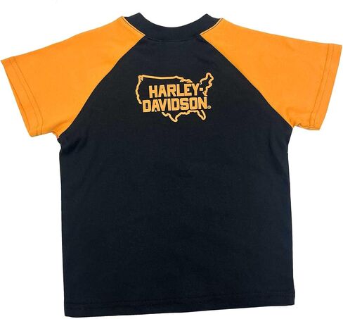 Harley-Davidson Little Boys' Thunder Short Sleeve Toddler Knit Raglan Shirt in Kuwait
