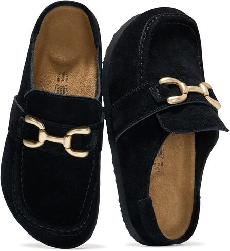 Project Cloud 100% Genuine Leather Clogs for Women Non-Slip Loafers (Holly) | Slip On with Natural Cork Footbed Insole Loafers for Women - Non Slip and Lighweight Clogs & Mules for Women Footwear in Saudi Arabia