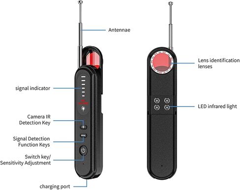 T01 Intelligent Portable Camera Detector Hotel Privacy Detection Tool Anti-Peeping Detector 6-Level Sensitivity Adjust Privacy Detection Tool in Kuwait