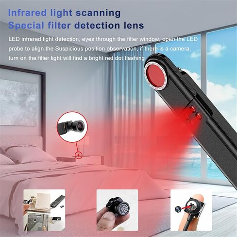 T01 Intelligent Portable Camera Detector Hotel Privacy Detection Tool Anti-Peeping Detector 6-Level Sensitivity Adjust Privacy Detection Tool in Kuwait