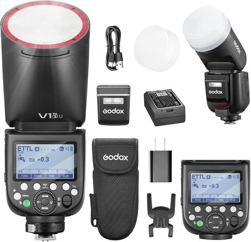 Godox V1Pro-S U V1ProS U Shot Flash for Sony TTL Round Head Camera Speedlite 76Ws 2.4G X Wireless HSS 1/8000s 2980mAh Lithium Battery LED Modeling Lamp Detachable Sub Flash SU-1(USA Version) in Kuwait