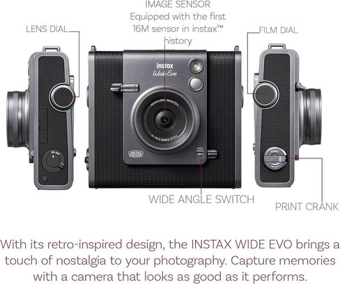 FUJIFILM INSTAX Wide Evo Hybrid Instant Camera Bundle | For Parties, Events & Instant Photos | Includes 32GB Memory Card, Camera Case, Cleaning Cloth (16840957) in Kuwait