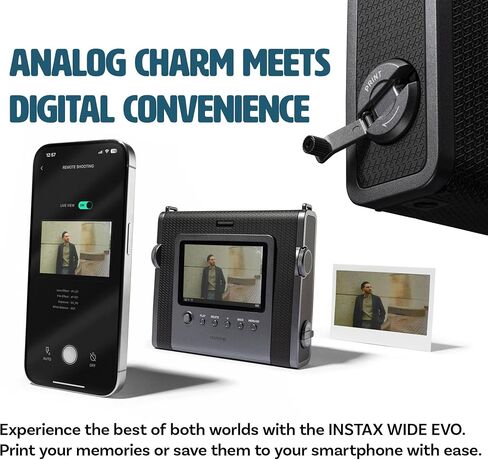 FUJIFILM INSTAX Wide Evo Hybrid Instant Camera Bundle | For Parties, Events & Instant Photos | Includes 32GB Memory Card, Camera Case, Cleaning Cloth (16840957) in Kuwait