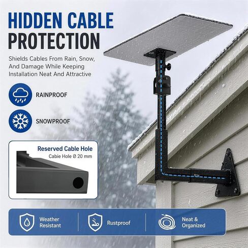 Starlink Mount for Starlink Standard 4/4X/Gen 3 | 90-180° Angle Signal Optimization, Hidden Cable Routing, Wall/Roof Starlink Mounting Kit with Telescopic Arm in Kuwait