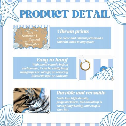 The Summer I Turned Thirteen Backdrop - Teen Boys Teen Girls 13th Birthday Decor, The Summer I Turned 13 Banner, Summer Beach 13th Birthday Party Decorations 5 * 3ft in Kuwait
