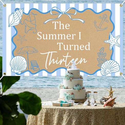 The Summer I Turned Thirteen Backdrop - Teen Boys Teen Girls 13th Birthday Decor, The Summer I Turned 13 Banner, Summer Beach 13th Birthday Party Decorations 5 * 3ft in Kuwait