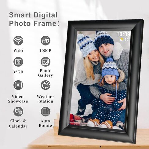 Frameo Digital Picture Frame, 10.1 inch Digital Frame WiFi, 1280 * 800 IPS HD Touchscreen, 32GB Storage, Instant Share Pictures Video, Smart Photo Frame Electronic, Gifts for Mom, House Warming in Kuwait