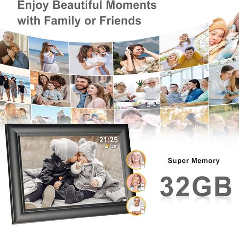 Frameo Digital Picture Frame, 10.1 inch Digital Frame WiFi, 1280 * 800 IPS HD Touchscreen, 32GB Storage, Instant Share Pictures Video, Smart Photo Frame Electronic, Gifts for Mom, House Warming in Kuwait