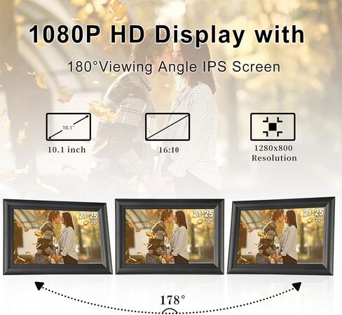 Frameo Digital Picture Frame, 10.1 inch Digital Frame WiFi, 1280 * 800 IPS HD Touchscreen, 32GB Storage, Instant Share Pictures Video, Smart Photo Frame Electronic, Gifts for Mom, House Warming in Kuwait