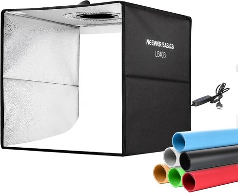 NEEWER Basics Bi Color Photo Studio Light Box, 12"x12"x12" Folding, LB30B | Photo Booth Shooting Tent, 6 Color Backdrops, 120 LEDs, CRI95+ Dimmable, for Tabletop Jewelry Electronics Food Photography in Saudi Arabia