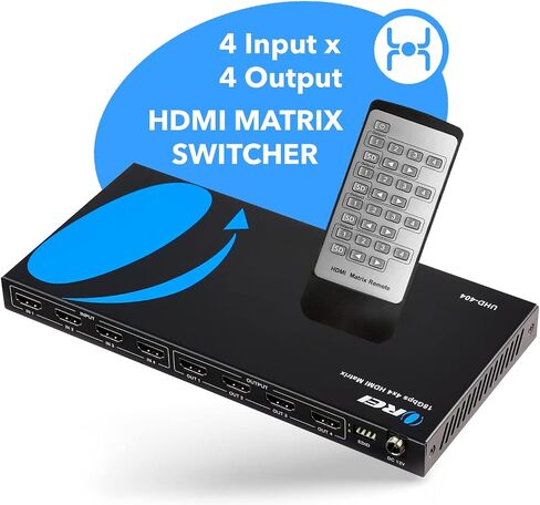 OREI 4x4 HDMI Matrix Switch – 4K@60Hz with Downscale, HDR, HDCP 2.2, EDID | HDMI Switch 4 In 4 Out, HDMI Matrix 4x4 – HDMI 2.0, Dolby Vision, HDR10+, LPCM 7.1CH, DTS-HD Master Audio in Kuwait