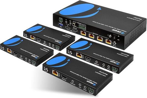 OREI 1x4 HDMI Extender Splitter HDBaseT 4K, Multiple Over Single Cable CAT6/7 4K@60Hz 4:4:4 HDCP 2.2 With IR Remote EDID Management, HDR - Up to 400 Ft - Loop Out - Low Latency - Full Support in Kuwait
