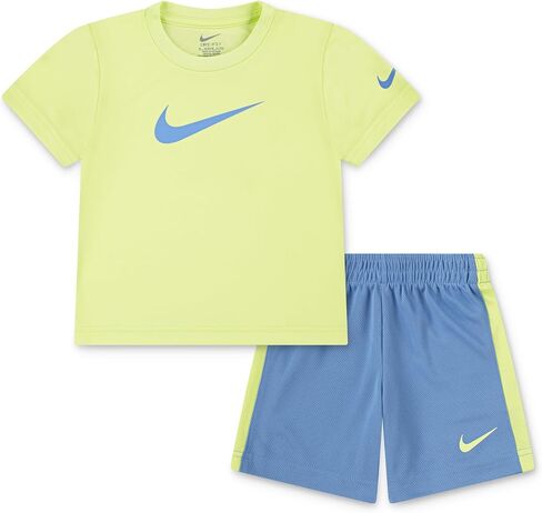 Nike Boys' Dri-FIT Swoosh Logo T-Shirt and Mesh Shorts 2-Piece Outfit Set in Kuwait