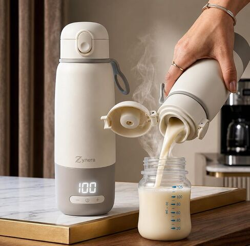 Portable Bottle Warmer - 350ml capasity - with Dual Power - 10000mAh Rechargeable - Fast Heating in 8 Minutes - Adjustable 98–122°F - Leak Proof - 316L Stainless Steel for Travel & Home in Kuwait