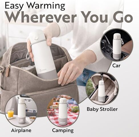 Portable Bottle Warmer - 350ml capasity - with Dual Power - 10000mAh Rechargeable - Fast Heating in 8 Minutes - Adjustable 98–122°F - Leak Proof - 316L Stainless Steel for Travel & Home in Kuwait