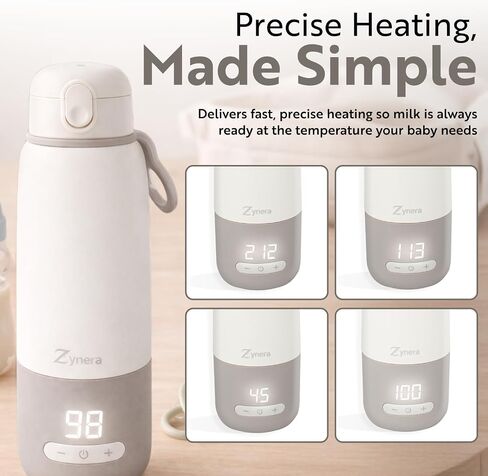 Portable Bottle Warmer - 350ml capasity - with Dual Power - 10000mAh Rechargeable - Fast Heating in 8 Minutes - Adjustable 98–122°F - Leak Proof - 316L Stainless Steel for Travel & Home in Kuwait