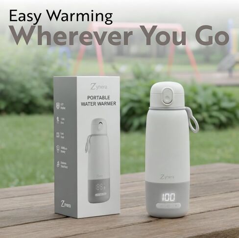Portable Bottle Warmer - 350ml capasity - with Dual Power - 10000mAh Rechargeable - Fast Heating in 8 Minutes - Adjustable 98–122°F - Leak Proof - 316L Stainless Steel for Travel & Home in Kuwait