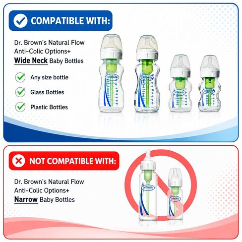 Sippy Spout Nipples for Dr. Brown's Wide-Neck Baby Bottles 4+Months 6-Pack | For Natural Flow Anti-Colic Options+ Wide Neck Baby Bottles & Glass Bottles Food Grade Silicone BPA-Free Convert to Sippy Cup in Kuwait