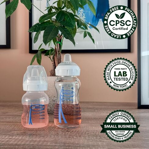 Sippy Spout Nipples for Dr. Brown's Wide-Neck Baby Bottles 4+Months 6-Pack | For Natural Flow Anti-Colic Options+ Wide Neck Baby Bottles & Glass Bottles Food Grade Silicone BPA-Free Convert to Sippy Cup in Kuwait