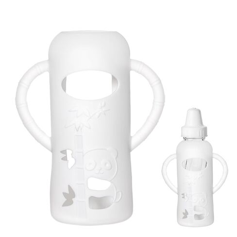 Silicone Sleeve Compatible with Evenflo 8oz Glass Bottle, Baby Bottle Silicone Sleeve with Antislip Handle and Thermal Insulation, White in Kuwait