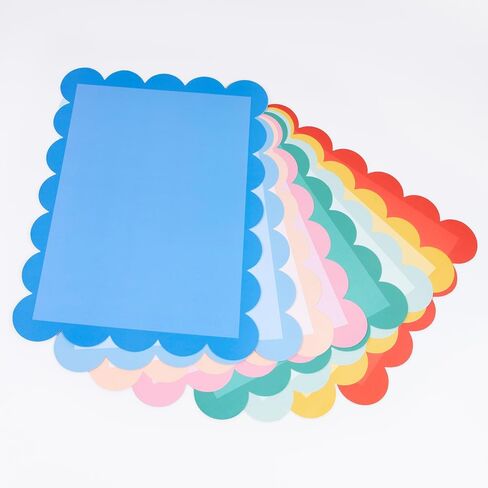 Meri Meri Mixed Color Scalloped Placemats (Set of 12), Disposable | Paper Placemats in Bright Colors, 16.25" x 11.75" – Great for Birthdays, Dinner Parties & Garden Parties in Kuwait