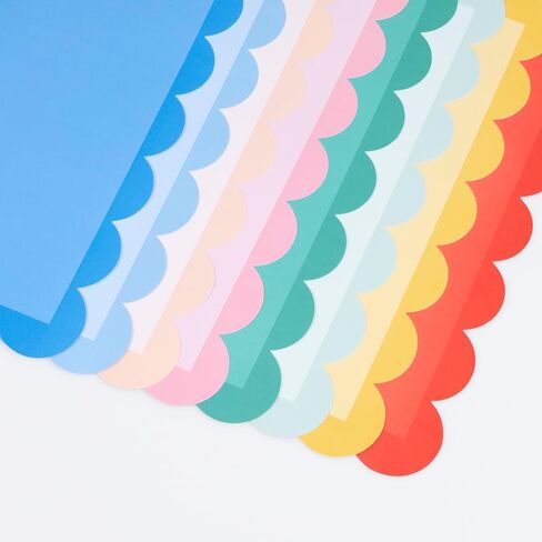 Meri Meri Mixed Color Scalloped Placemats (Set of 12), Disposable | Paper Placemats in Bright Colors, 16.25" x 11.75" – Great for Birthdays, Dinner Parties & Garden Parties in Kuwait
