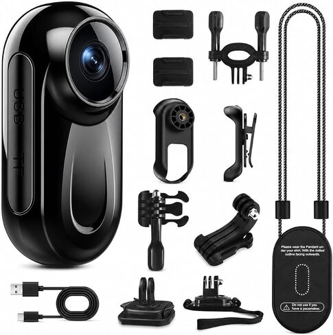 1080P Mini Body Camera with Audio and Display, Thumb Size Body Worn Camera, Wearable POV Video Recorder with 360° Rotating Clip & Magnetic Clip for Vlogging, Travel, Cycling, Pet Walking, No SD Card in Kuwait
