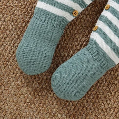 Fall/Winter Striped Knit Baby Romper for Boys and Girls Everyday Homewear for Newborns in Kuwait