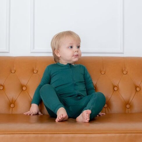 KYTE BABY Unisex Rayon Made From Bamboo Zippered Rompers (6-12 Months, Emerald) in Kuwait