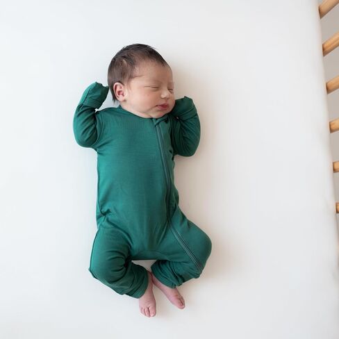 KYTE BABY Unisex Rayon Made From Bamboo Zippered Rompers (6-12 Months, Emerald) in Kuwait