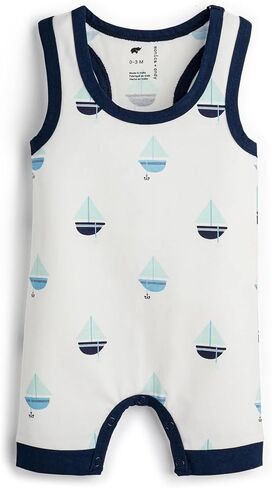 monica + andy Racerback Shortall, 100% Organic Baby Clothes for Boys, Baby Romper, Sizes For Preemie, Newborn & Infant in Kuwait