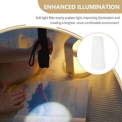 SOLUSTRE Portable Outdoor Light Diffuser for Flashlights and LEDs, Soft White Plastic Cover with Clip-on Design, Reduces Glare for Camping and Reading Use in Kuwait