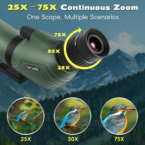 25-75x85 HD Spotting Scope with Phone Adapter & Tripod & Portable Carrying Bag - Fully Multi-Coated & BAK4 Prism, Waterproof Spotter Scope for Birding,Wildlife Viewing,Outdoor Observation in Kuwait