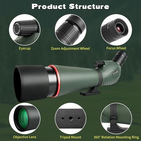25-75x85 HD Spotting Scope with Phone Adapter & Tripod & Portable Carrying Bag - Fully Multi-Coated & BAK4 Prism, Waterproof Spotter Scope for Birding,Wildlife Viewing,Outdoor Observation in Kuwait