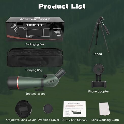 25-75x85 HD Spotting Scope with Phone Adapter & Tripod & Portable Carrying Bag - Fully Multi-Coated & BAK4 Prism, Waterproof Spotter Scope for Birding,Wildlife Viewing,Outdoor Observation in Kuwait