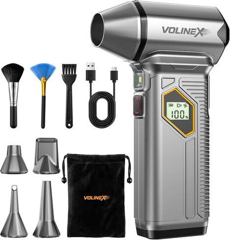 VX-101 Pro Max Compressed Air Duster for PC, Car Cleaning | 150000RPM Brushless Motor, Turbo, 8000mAh Rechargeable, 10-Speed Adjustable, Cordless, LED Light, LCD Screen, Mini Portable in Kuwait
