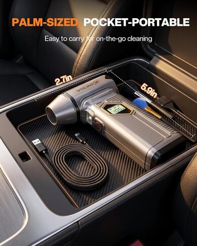 VX-101 Pro Max Compressed Air Duster for PC, Car Cleaning | 150000RPM Brushless Motor, Turbo, 8000mAh Rechargeable, 10-Speed Adjustable, Cordless, LED Light, LCD Screen, Mini Portable in Kuwait