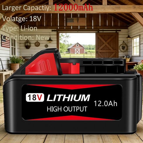 Replacement Milwaukee M18 Battery 12.0Ah – Built with 21700 Cells, High Capacity Lithium-Ion Battery Compatible with Milwaukee 18V Cordless Power Tools in Saudi Arabia