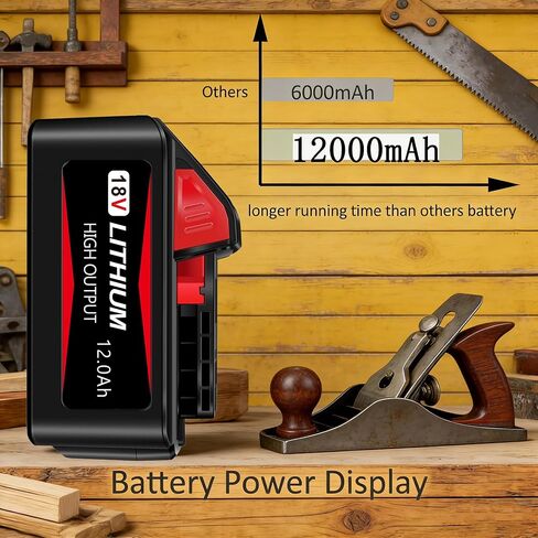Replacement Milwaukee M18 Battery 12.0Ah – Built with 21700 Cells, High Capacity Lithium-Ion Battery Compatible with Milwaukee 18V Cordless Power Tools in Saudi Arabia
