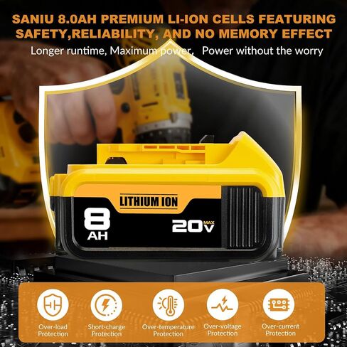 Upgraded 8.0Ah 20V MAX Battery Compatible with Dewalt Cordless Tools in Kuwait