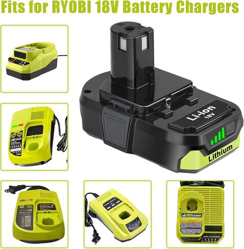 2Packs P103 18V Battery Replacement for RYOBI 18V ONE+ Battery | Compatible with PBP005 P102 P103 P104 P105 P107 P109 P122 Cordless Tool Batteries, 3.0Ah 18 Volt Batteries in Kuwait