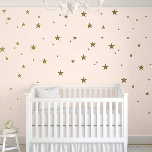 TOARTi Stars Wall Decals (124 Decals) Wall Stickers Removable Home Decoration Easy to Peel Stick Painted Walls Metallic Vinyl Polka Wall Decor Sticker for Baby Kids Nursery Bedroom (Gold Stars) | Gold Star Stickers,Nursery Wall Decal,Star Wall Decor,Baby  in Kuwait