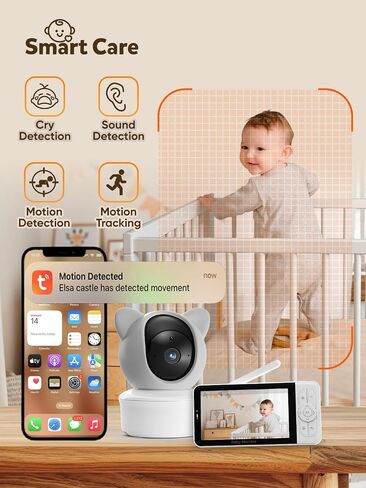 iFamily Smartphone Baby Monitor with APP& 5" Split HD Monitor &2K Camera x2 | wifi baby monitor,Night Vision, 2-Way Talk, Motion Tracking&Alerts, Temp Sensor, Lullabies,Secure WiFi Lock in Kuwait
