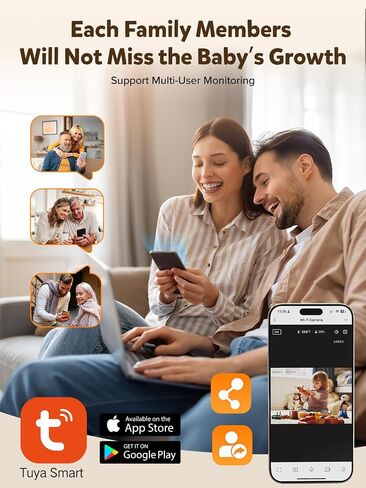 iFamily Smartphone Baby Monitor with APP& 5" Split HD Monitor &2K Camera x2 | wifi baby monitor,Night Vision, 2-Way Talk, Motion Tracking&Alerts, Temp Sensor, Lullabies,Secure WiFi Lock in Kuwait